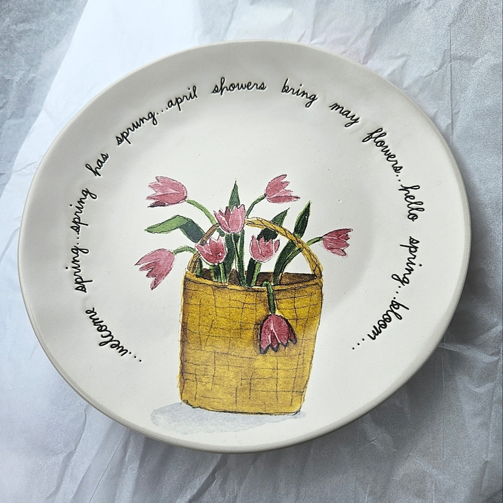 Rae Dunn April Showers Bring May Flowers 2025 Floral Salad Plate